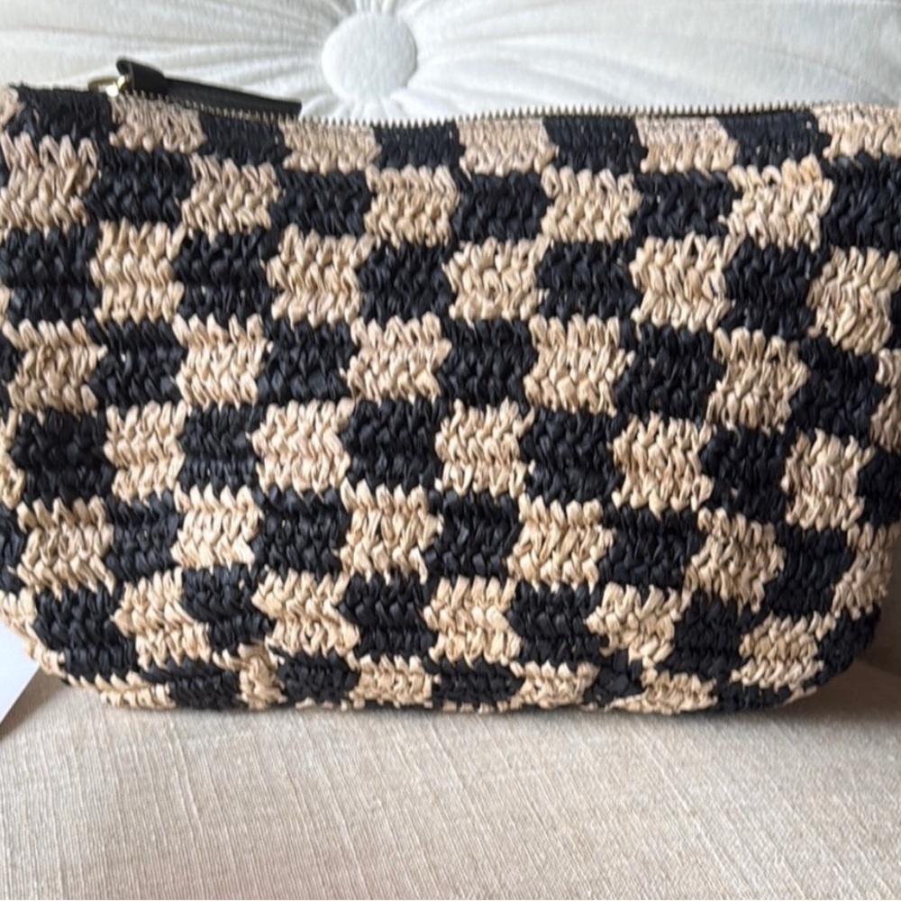 Clare V Black and Tan Woven Cosmetic Bag